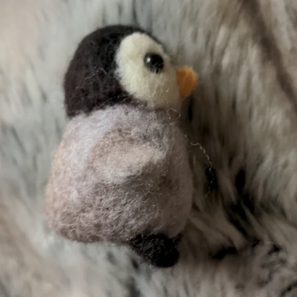SOLD: HANDMADE Baby Penguin Needle Felted Ornament - Picture 4 of 5
